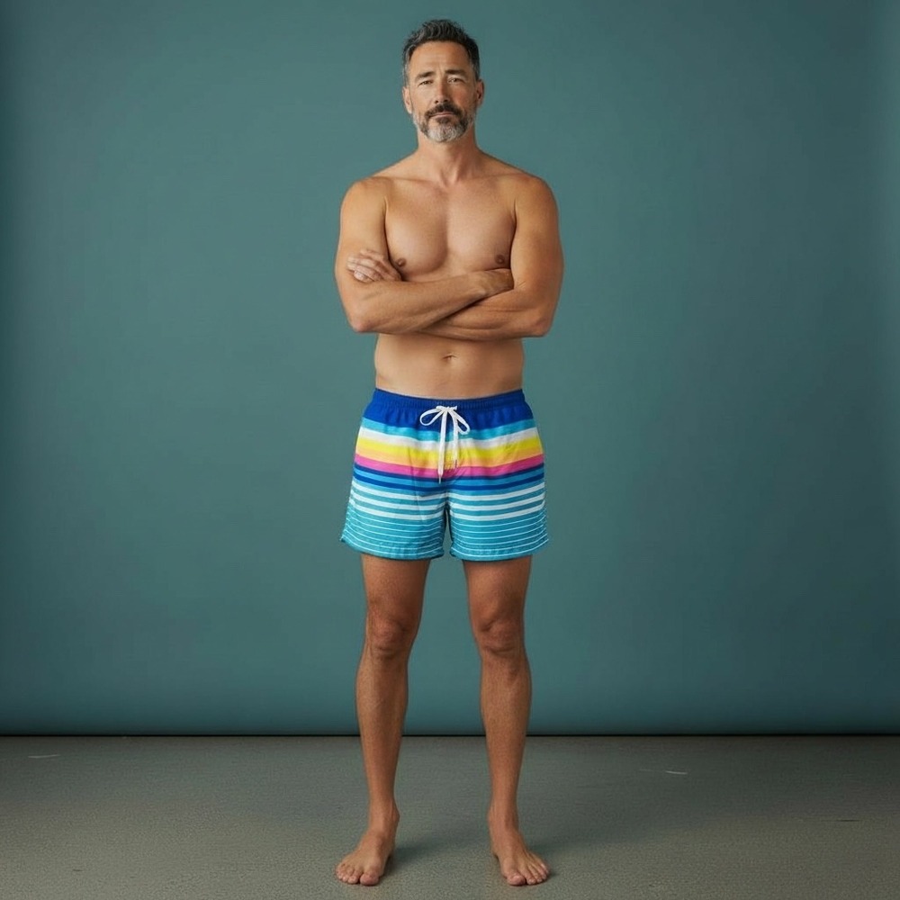 Chubbies Men's XXL Swim Trunks Striped Blue Yellow Pink White Drawstring
